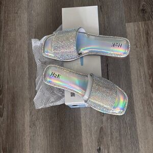 Silver Women's Slide Sandals